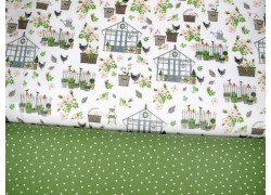 Stoffpaket acufactum Gewächshäuser Baumwolle Hühner Wildrosen Ostern Frühling Sommer Kerstin Heß72023