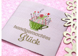 Label acufactum Nadelkissen Patch Web-Etikett Aufnäher Deko handgemachtes Glück