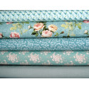 Patchwork Stoffpaket Blumenstoffe türkis 75017