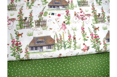 Stoffpaket Daniela Drescher Baumwolle Häuser Punkte Kinderstoff acufactum Blumenstoff 72010