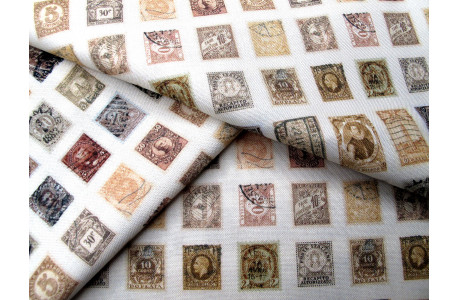 Tim Holtz Eclectic Stamps Patchworkstoff Baumwolle Briefmarken Junk Journal