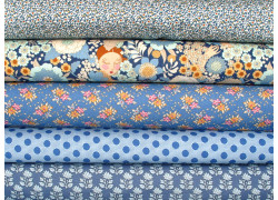 Tilda Stoffpaket Blumen Frauen Baumwolle Stoffe Punkte blau 75082