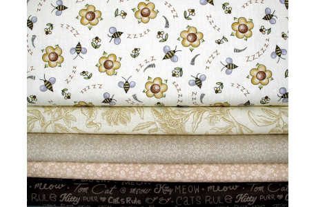 Patchwork Stoffpaket ocker braun Bienen 75045