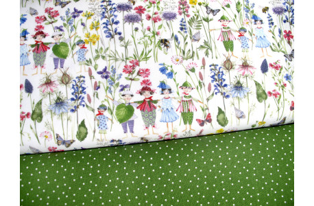 Stoffpaket Baumwolle Blumen Bienen Schmetterlinge acufactum Blumenkinder 72068