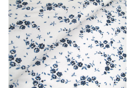 Patchworkstoff Rosen blau Shoreline Baumwollstoff Meterware Röschen Blumen dunkelblau Moda