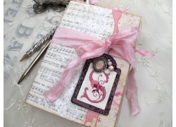 Junk Journal Tagebuch Akkordeon romantisch rosa