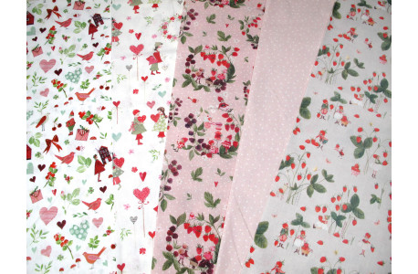acufactum Stoffpaket Beeren Baumwolle Stoffe Elfen Wichtel 75020