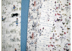acufactum Stoffpaket Tiere Baumwolle Stoffe Hühner, Gänse, Schafe Kinder Kinderstoffe Punkte 75055