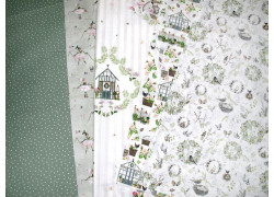 Patchwork Stoffpaket acufactum Hühner Vögel Gänse Garten Gewächshäuser Punkte Ornamente Frühling 75067