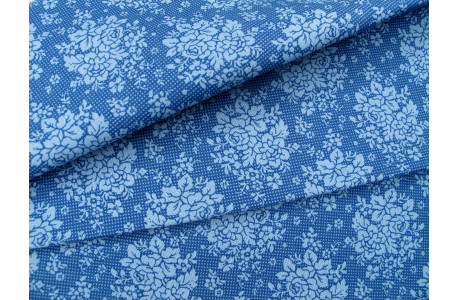 Tilda Stoff Rosen Blumen Punkte Baumwolle Meterware Something Blue