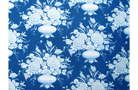 Tilda Stoff Blumen in Vase Vögel Baumwolle Meterware Something Blue