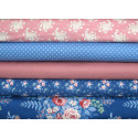 Tilda Stoffpaket Blumen blau rosa 75003