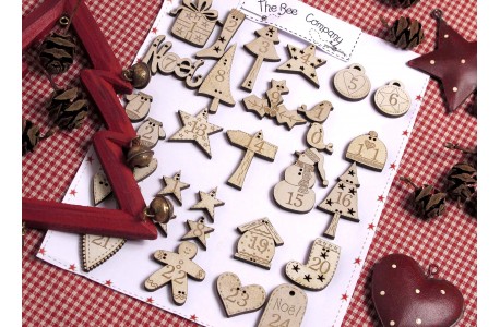 Adventskalenderzahlen creme 1-24
