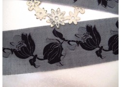 Webband Tulpe grau schwarz