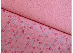 Stoffpaket Baumwollstoffe rot rosa pink mit Blümchen und Pilzen
