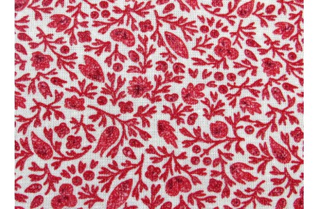 Patchworkstoff Blätter rot creme Chafarcani