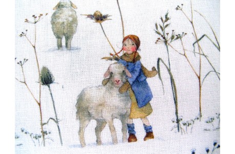 Daniela Drescher Stoff Winterkinder + Schafe Kinderstoff