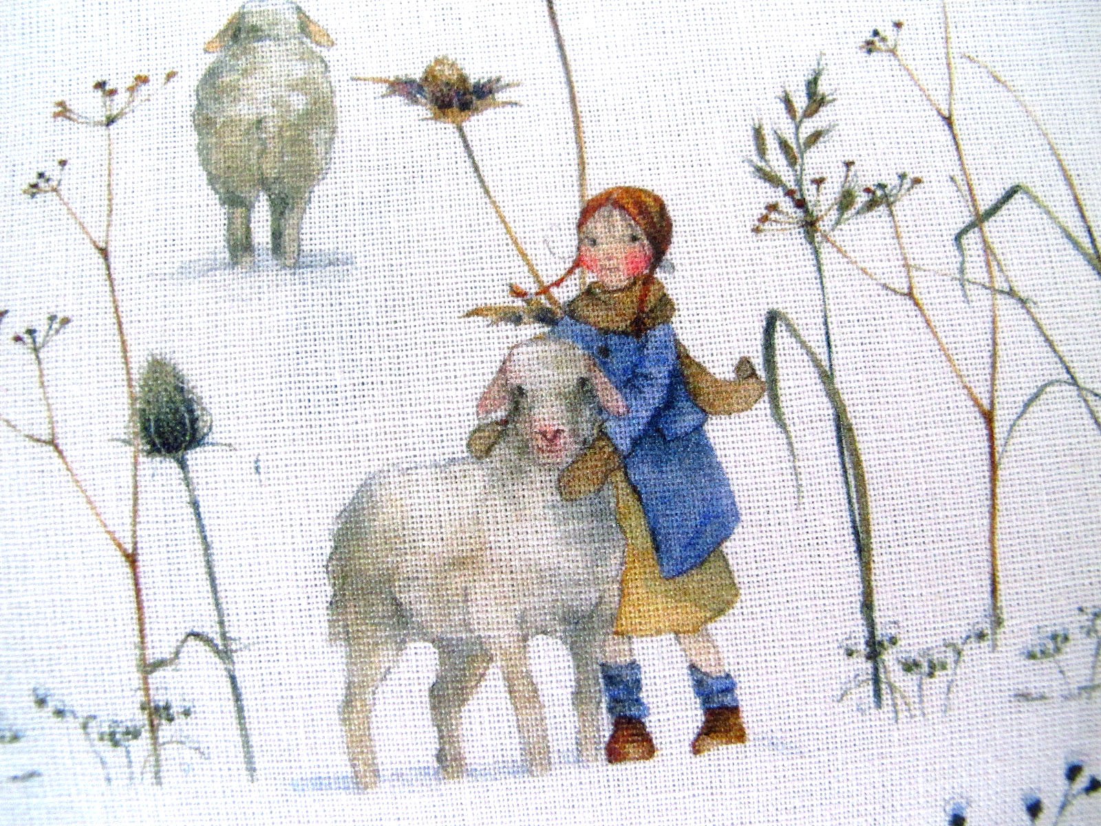 Daniela Drescher Stoff Winterkinder Schafe Kinderstoff